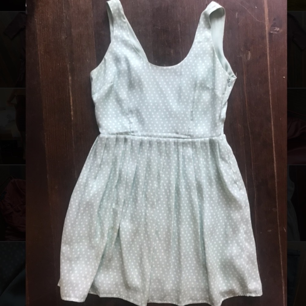 Blue & White Silk Polka Dot Dress